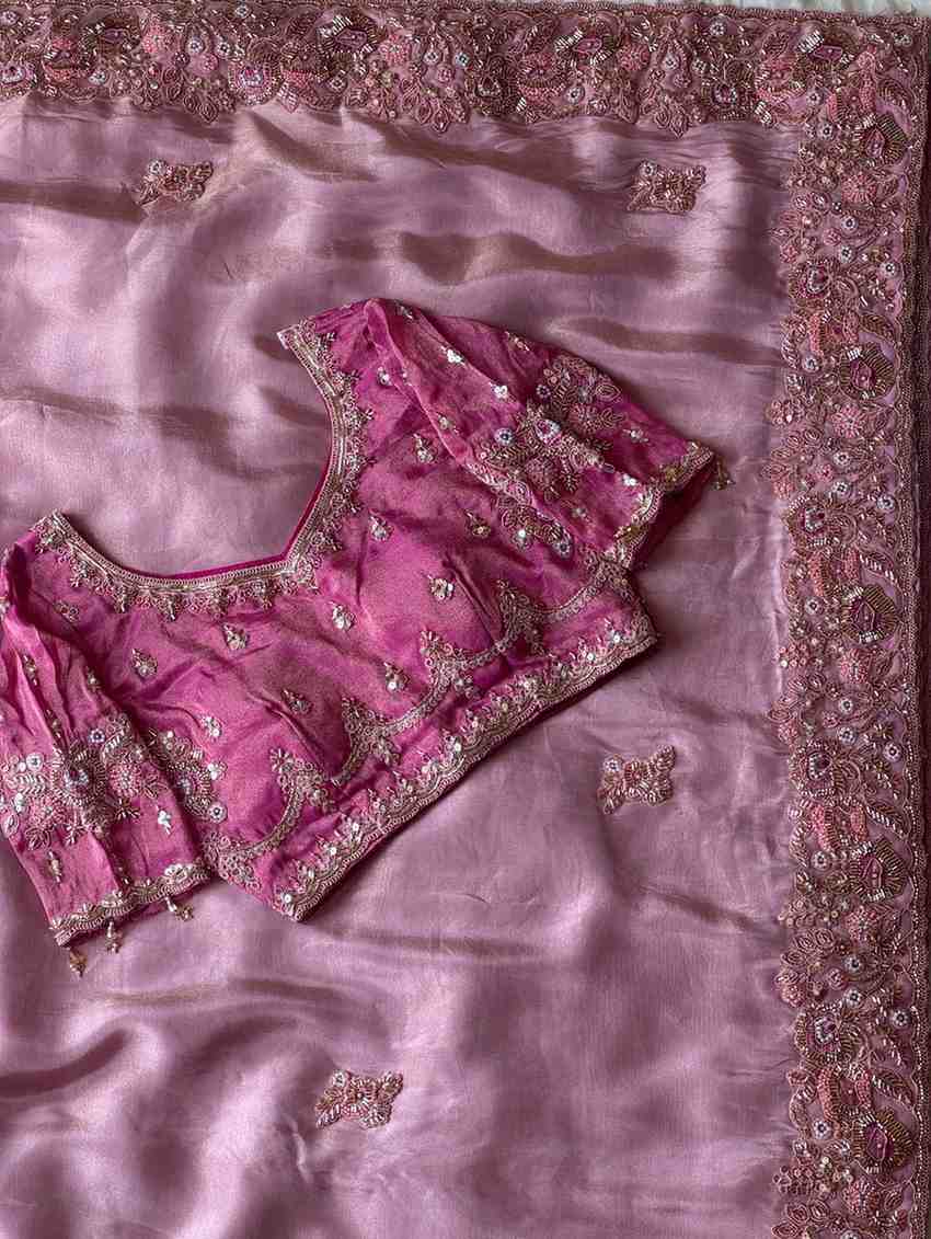 Fancy nylon tissue crepe saree – colour view – Arhas Couture