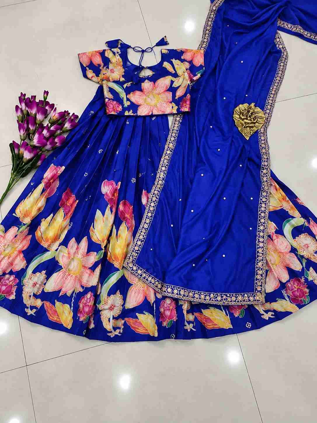 Kid's Digital Print Silk Lehengas