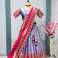 Fancy two-tone tissue silk lehenga with Paithani border – Arhas Couture