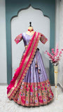 Fancy two-tone tissue silk lehenga with Paithani border – Arhas Couture