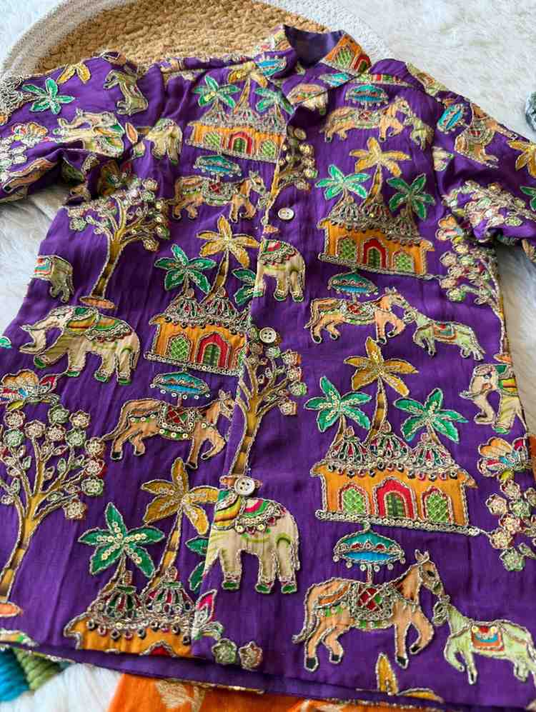 Kid's Viscose Natural Crepe Kurta Set
