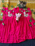 Kids Viscose crepe gown with swan maggam work – 1 to 15 years – Arhas Couture