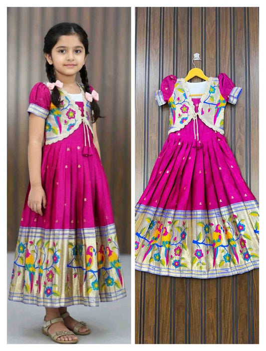 Kid's Paithani Silk Gowns
