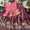 Kids Moss satin lehenga – pink – Arhas Couture