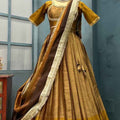 Fancy Viscose tissue silk lehenga with pearl blouse and fringe dupatta – Arhas Couture