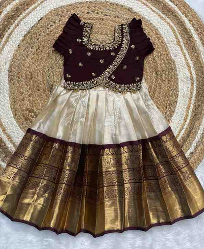 Kanchi silk maggam family outfit – blue – Arhas Couture