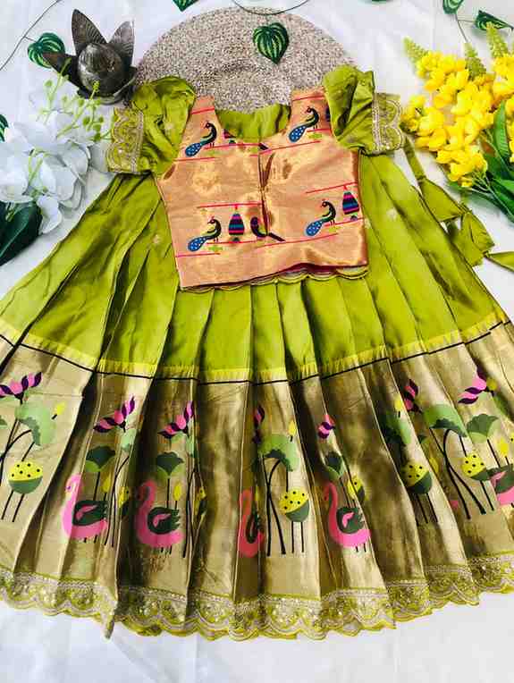 Kid's Paithani Silk Lehenga