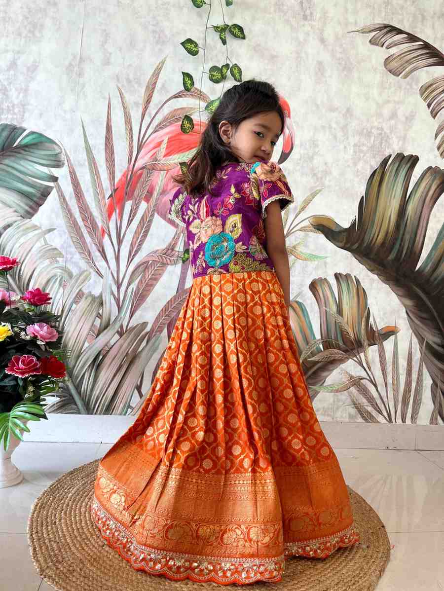 Kids Dola silk lehengas by Arhas Couture