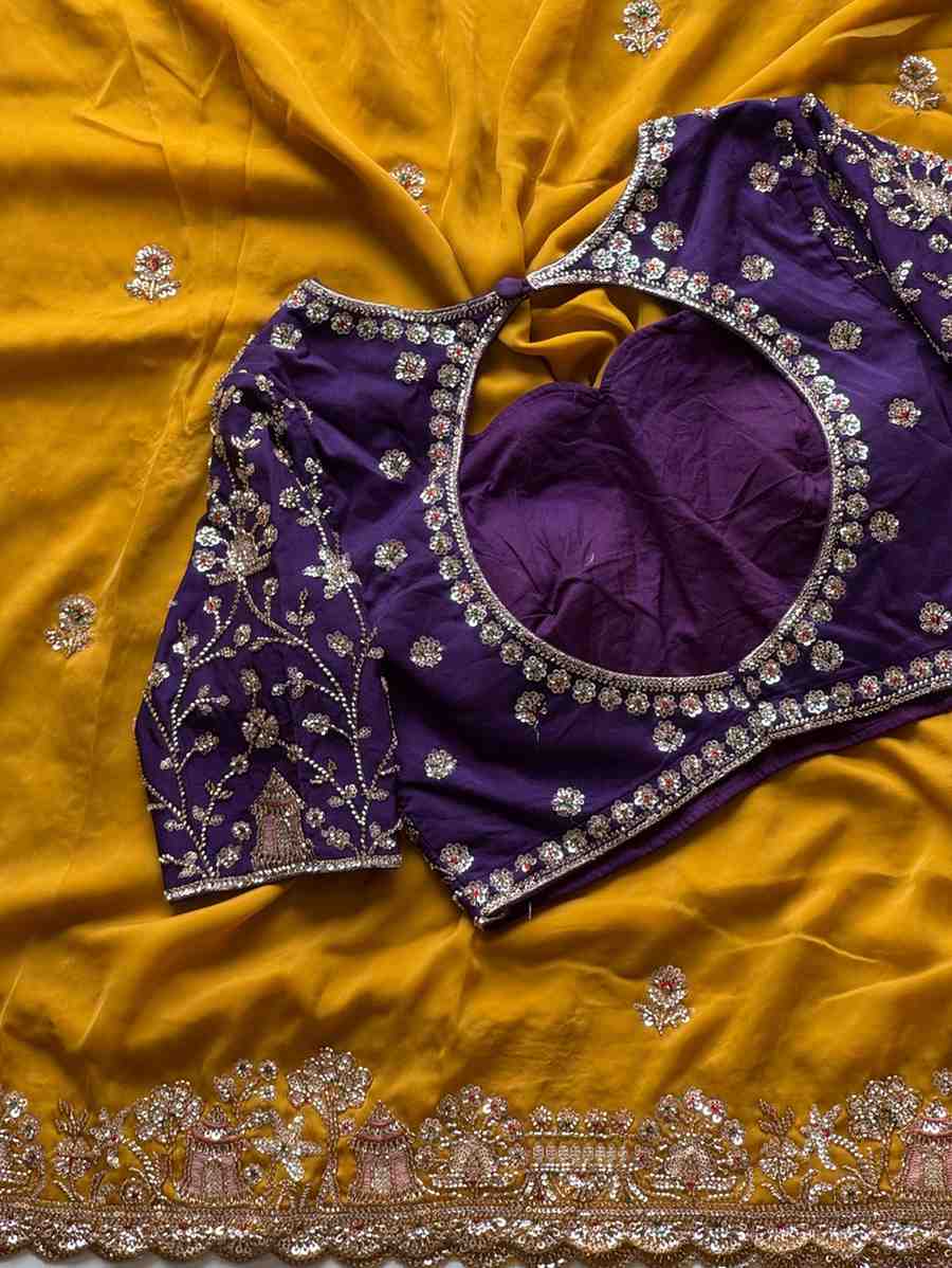 Fancy nylon tissue crepe saree – colour 2 – Arhas Couture