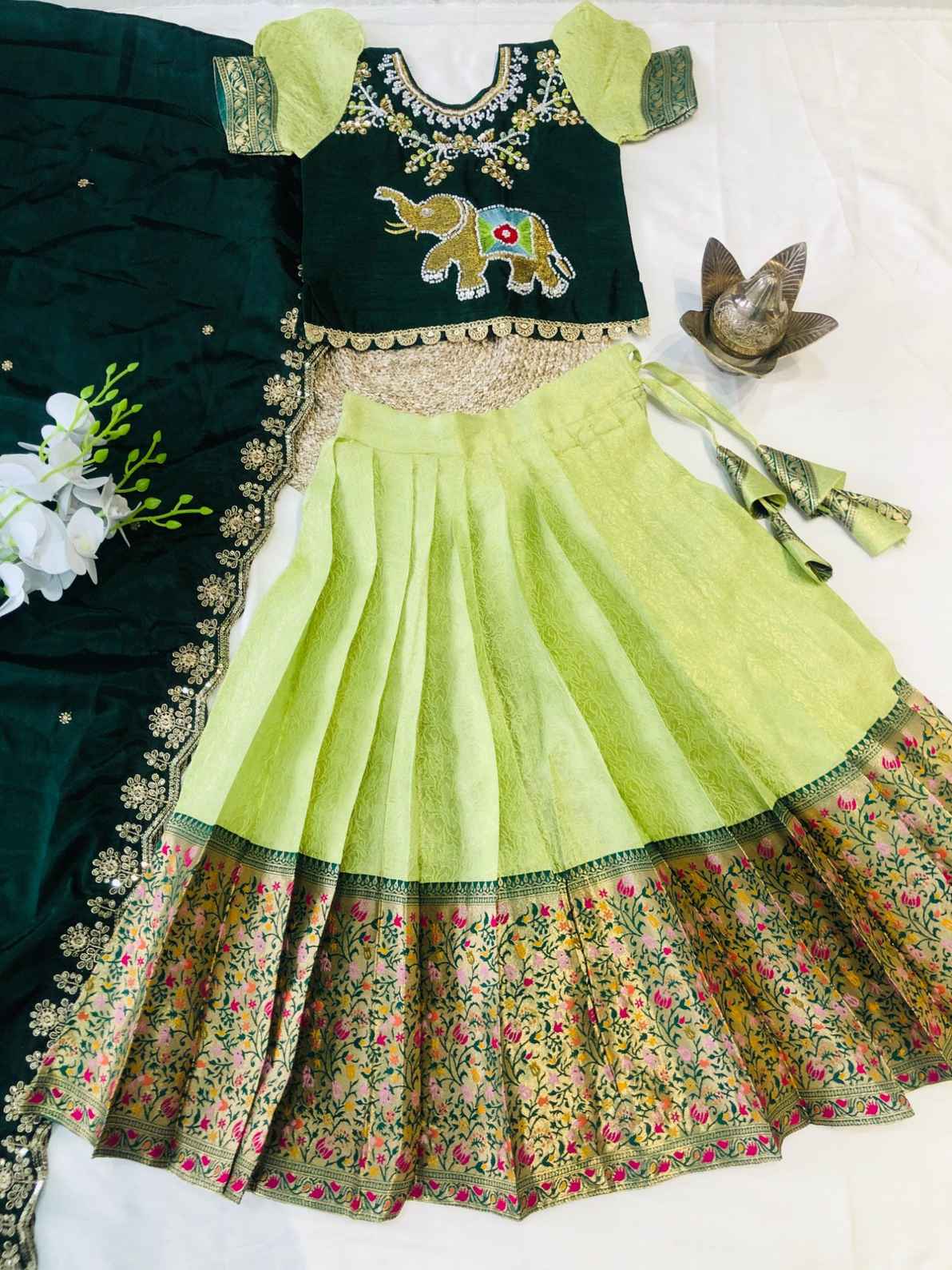 Kid's Cotton Silk Paithani Lehengas
