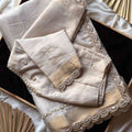 Fancy soft tissue saree with full handwork and rich tassels – Arhas Couture