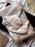 Fancy soft tissue saree with full handwork and rich tassels – Arhas Couture