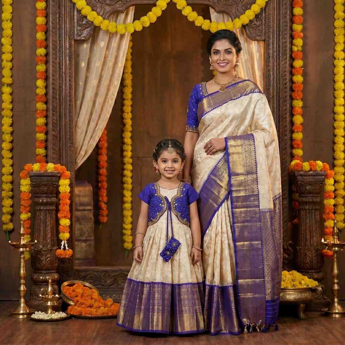 Raw silk family outfit – colour 1 – Arhas Couture