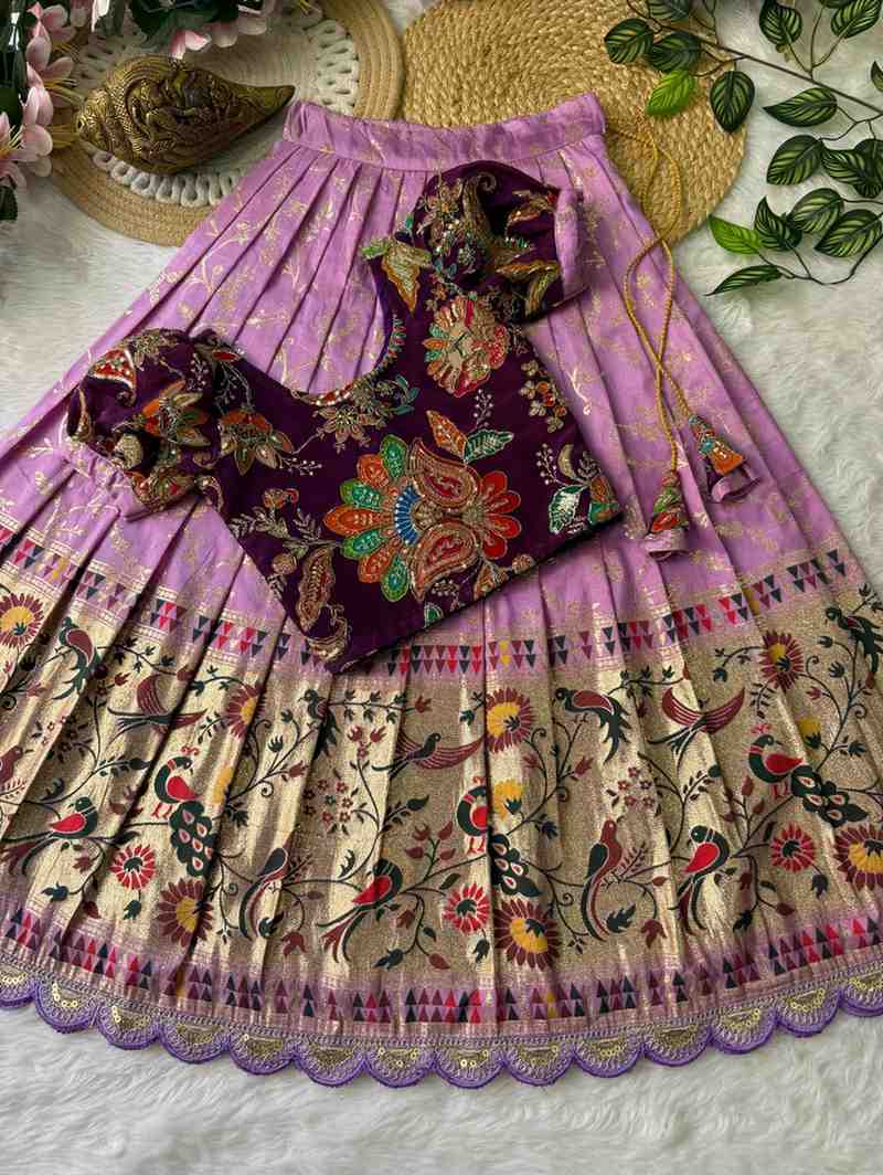 Kids Dola silk lehenga – pink – Arhas Couture