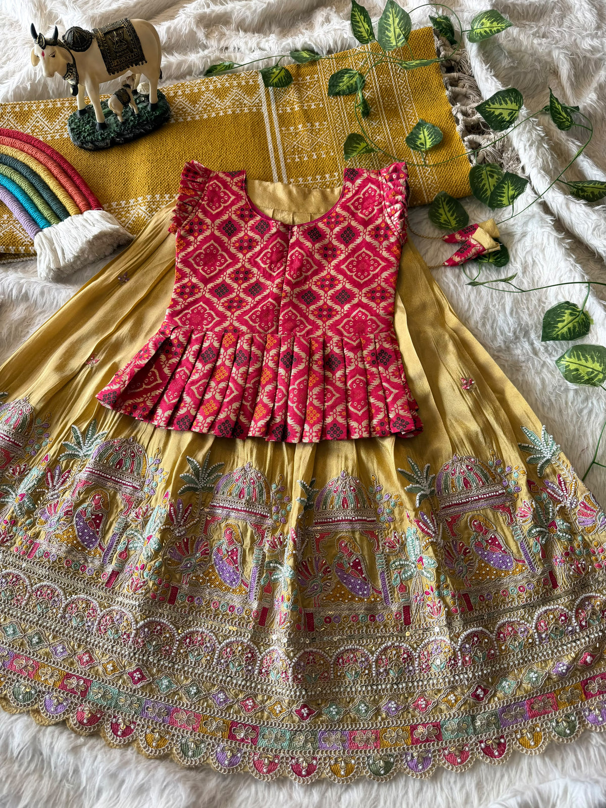 Girl's Viscose Tissue Lehengas