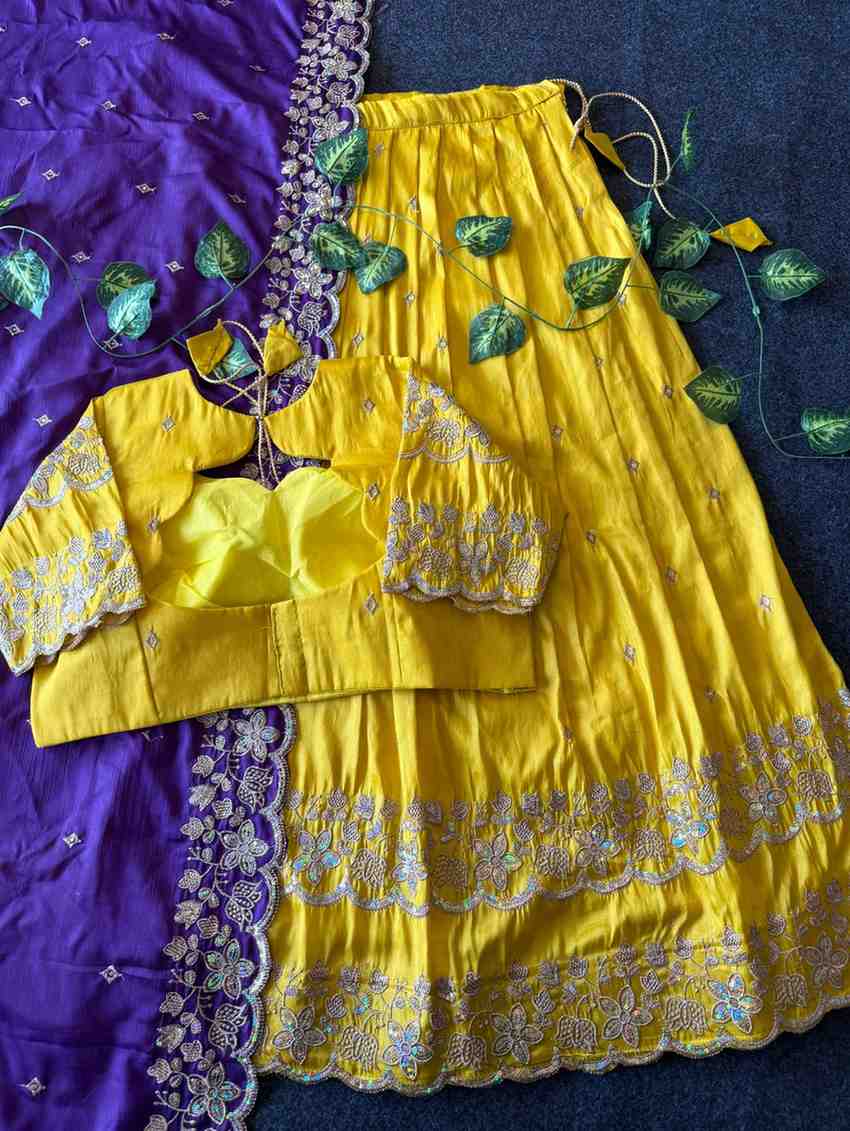 Fancy Viscose tissue scalloped lehengas by Arhas Couture
