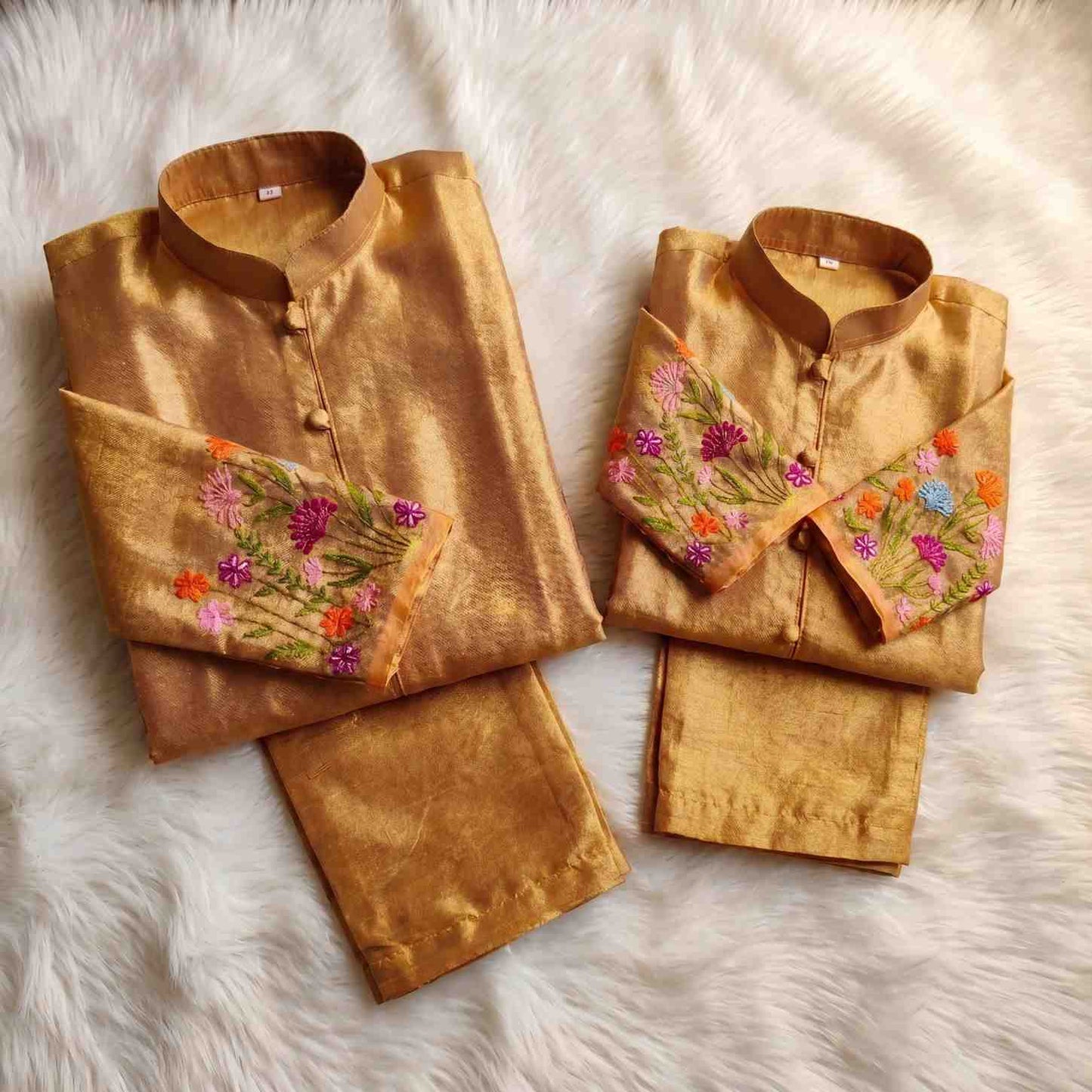 Multicolour Banarasi Silk Family Outfits