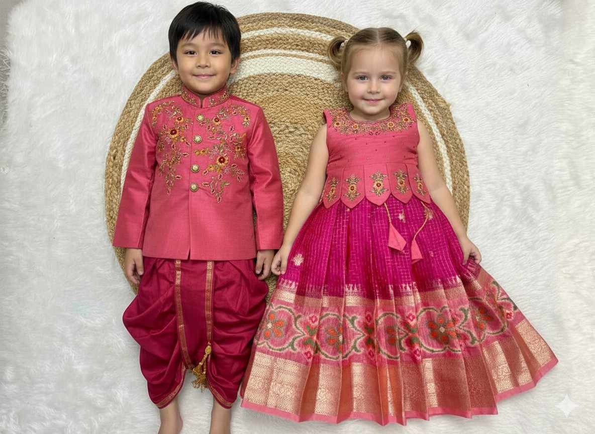 Kid's Banarasi Silk Family Outfits