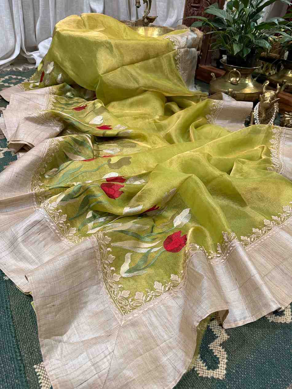Fancy Banarasi tissue saree – colour 1 – Arhas Couture