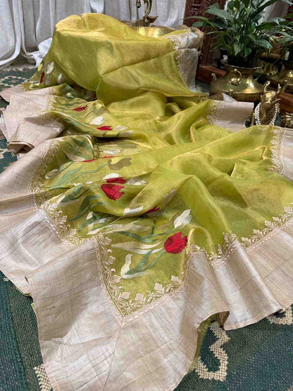 Fancy Banarasi tissue saree – colour 1 – Arhas Couture