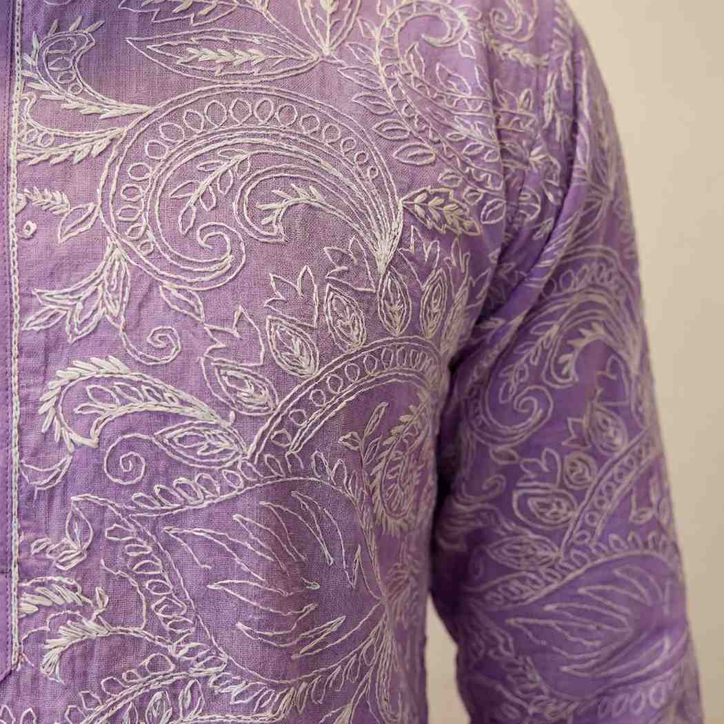 Fancy Chikankari Mul Chanderi kurta sets by Arhas Couture