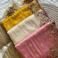 Fancy multi-sequence Dola silk saree with coding work – Arhas Couture