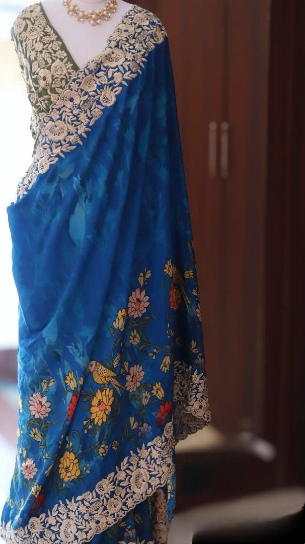 Fancy Parsi Gara saree – colour view – Arhas Couture
