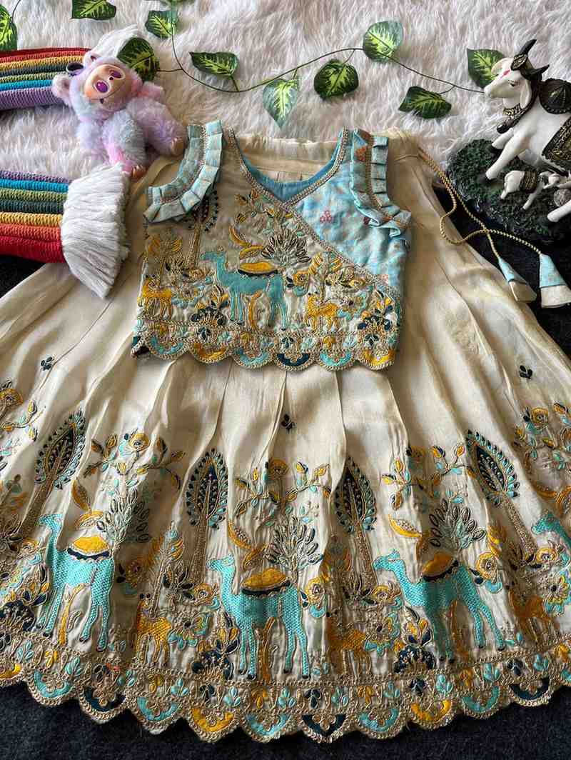 Kid's Viscose Tissue Lehengas