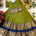 Kids Narayanpet lehenga – green – Arhas Couture