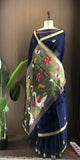 Fancy Muslin linen Jamdani saree with tissue pallu and zari border – Arhas Couture