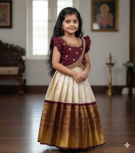 Kanchi silk maggam family outfit – brown – Arhas Couture