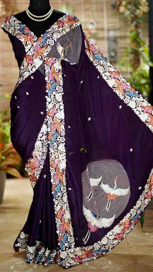 Crepe Silk Embroidery Sarees