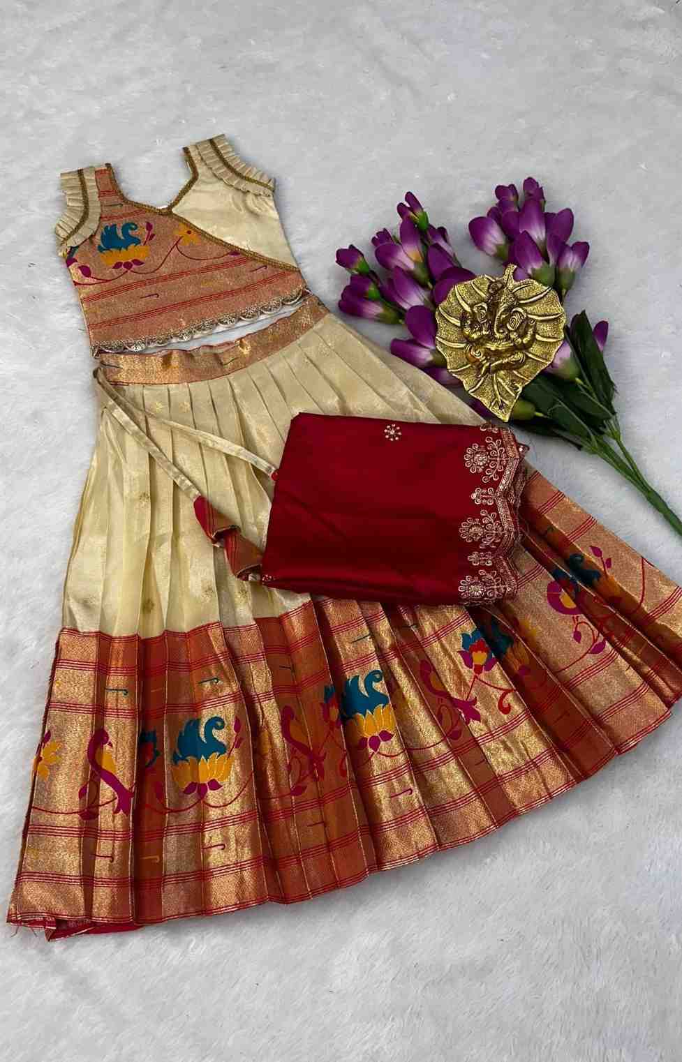 Kid's Paithani Shimmer Silk Lehengas