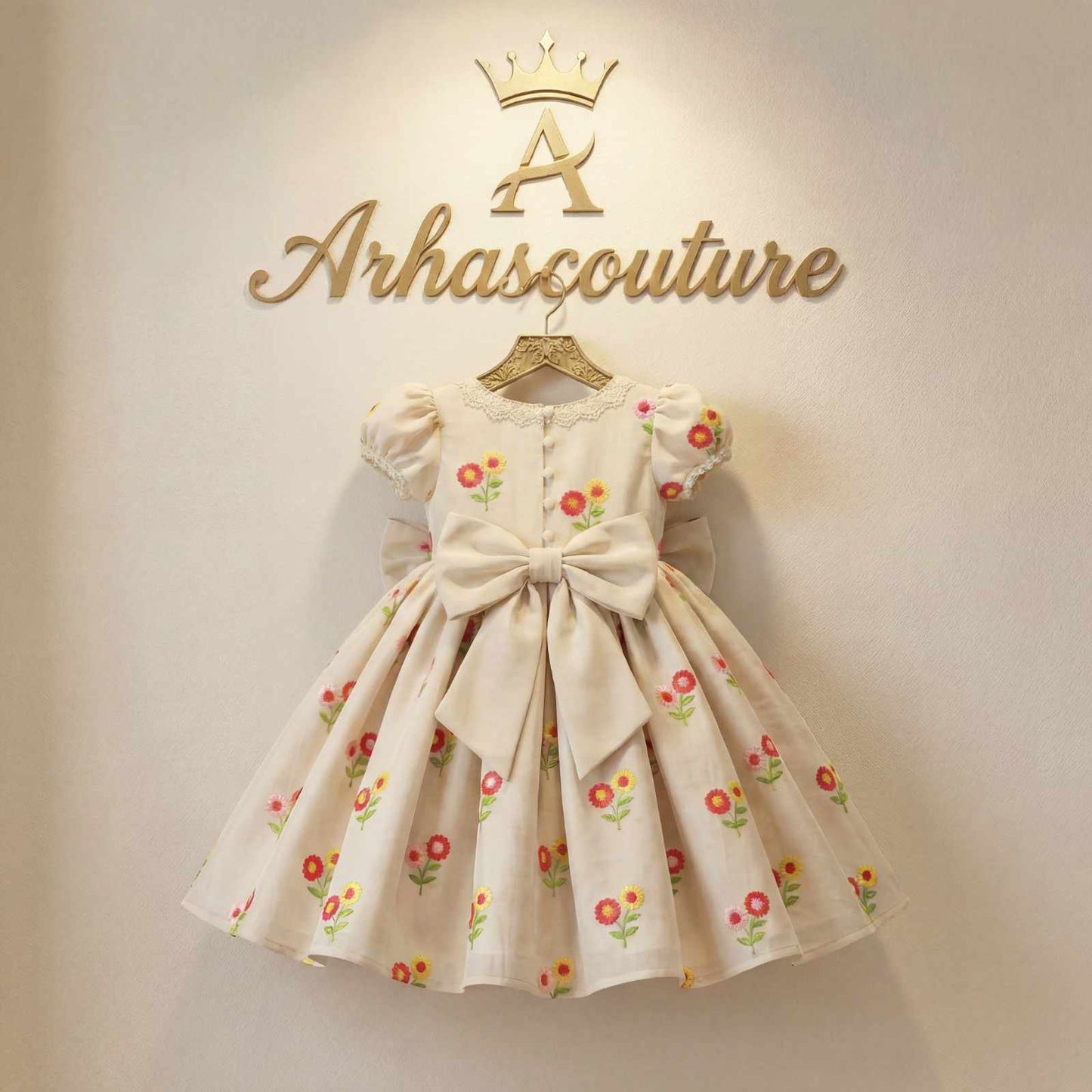 Kids Mul Chanderi frock with mulmul lining – 6 months to 15 years – Arhas Couture