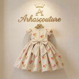 Kids Mul Chanderi frock with mulmul lining – 6 months to 15 years – Arhas Couture