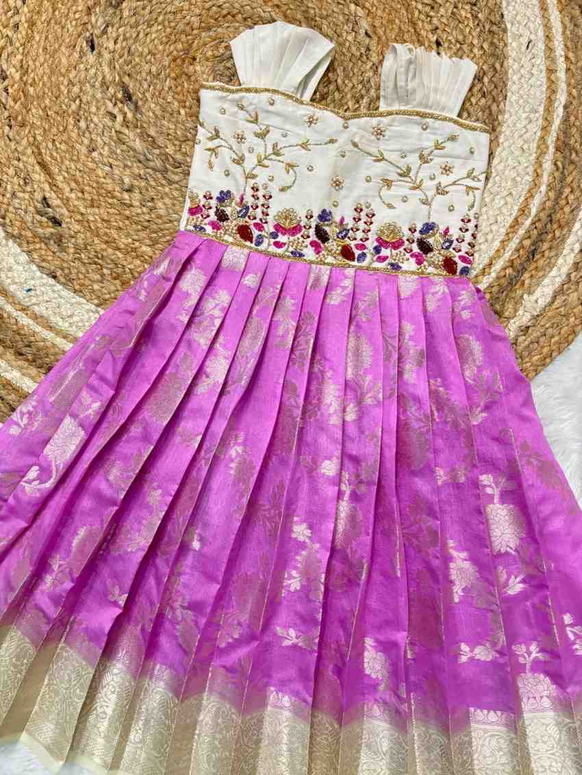 Kids Banarasi raw silk frocks by Arhas Couture