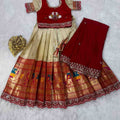 Kids Paithani lehenga – white – Arhas Couture