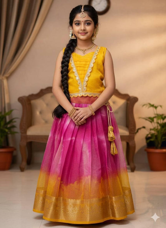 Kid's Simar Silk Lehenga