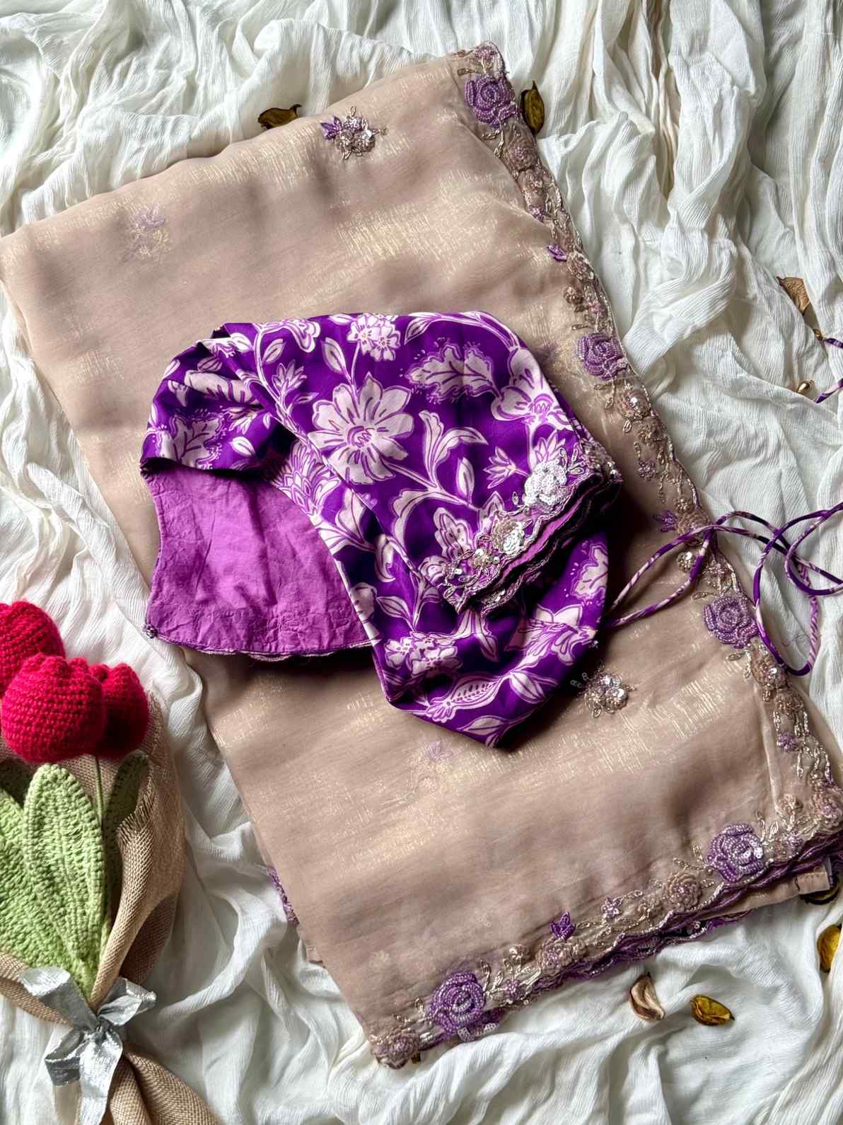 Tissue Silk Coding Work Saree