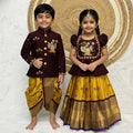 Semi Kanchi maggam family outfit – girls and boys – 6 months to 15 years – Arhas Couture