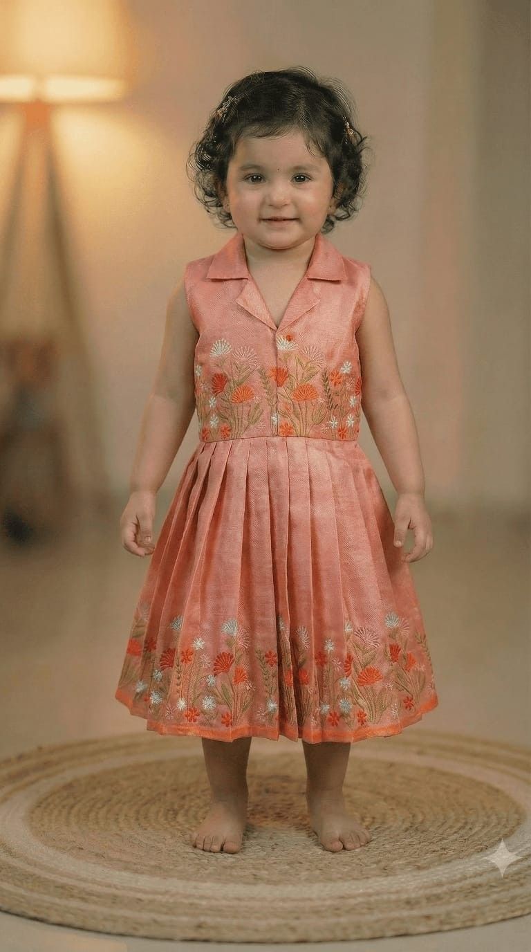 Tissue embroidered family frock – lavender – Arhas Couture