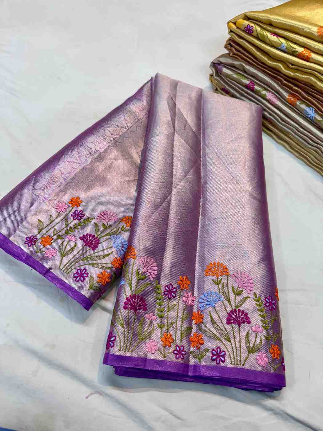 Tissue embroidered family frock – pink – Arhas Couture