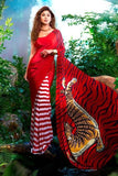 Satin Crepe Striped Saree