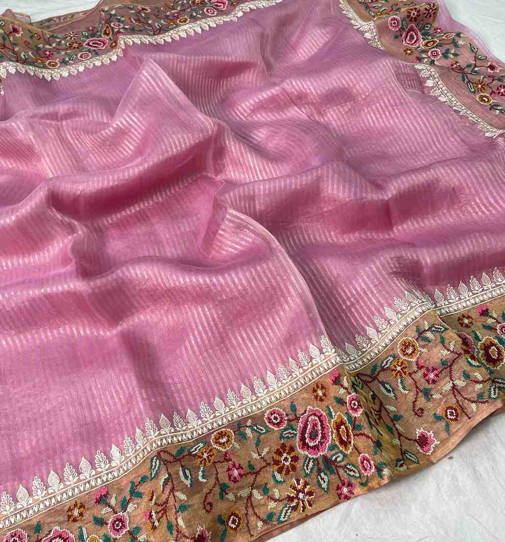 Fancy tissue organza saree – colour 1 – Arhas Couture