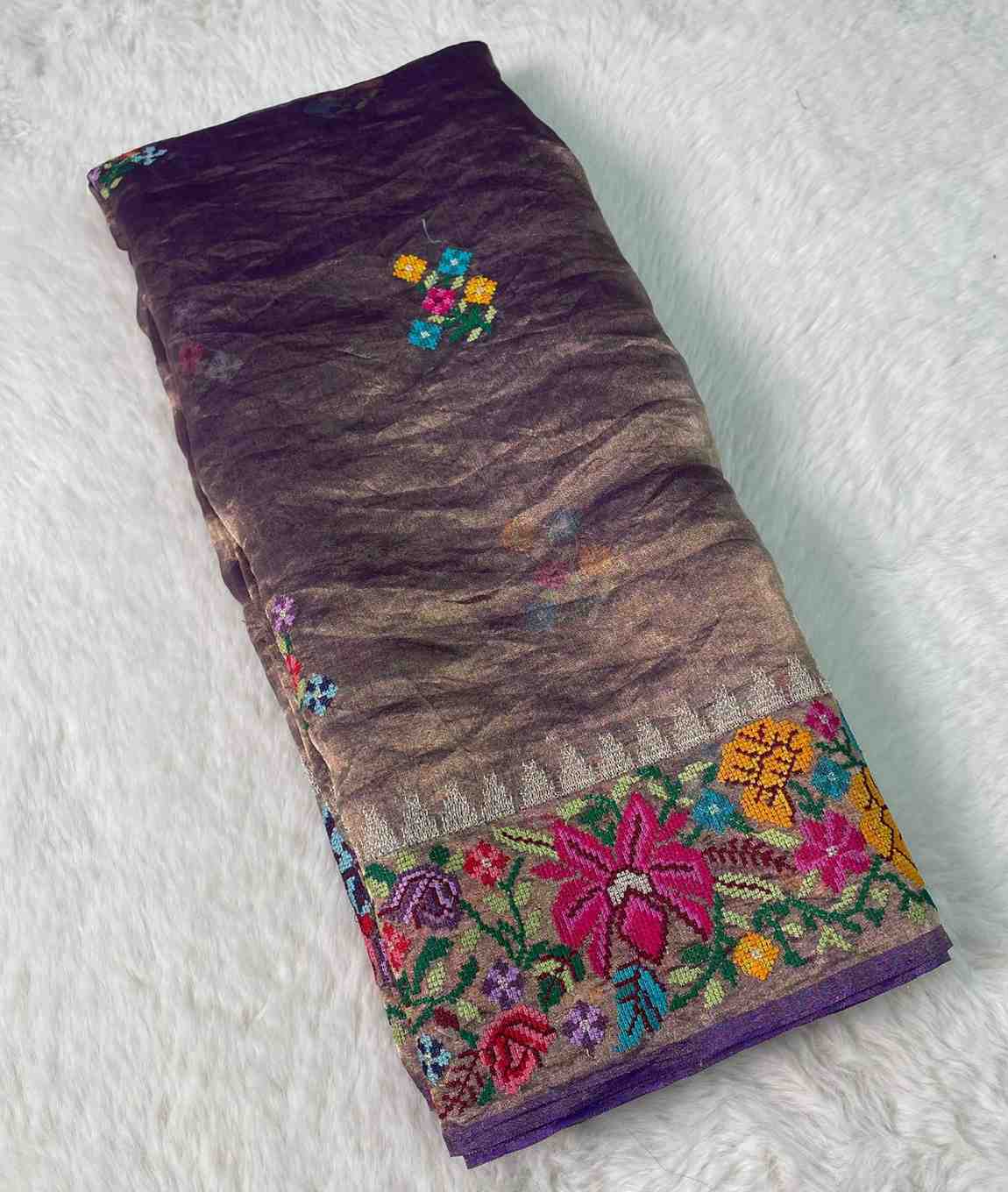 Fancy tissue embroidery saree – colour 5 – Arhas Couture