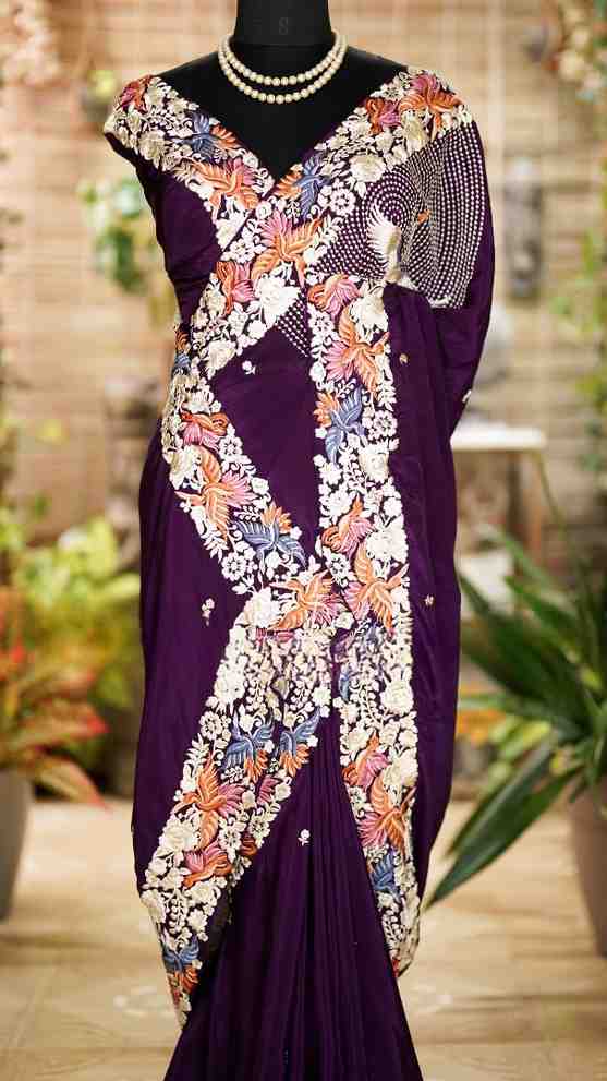 Crepe Silk Embroidery Sarees