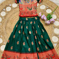 Kids Paithani lehenga – dark green – Arhas Couture