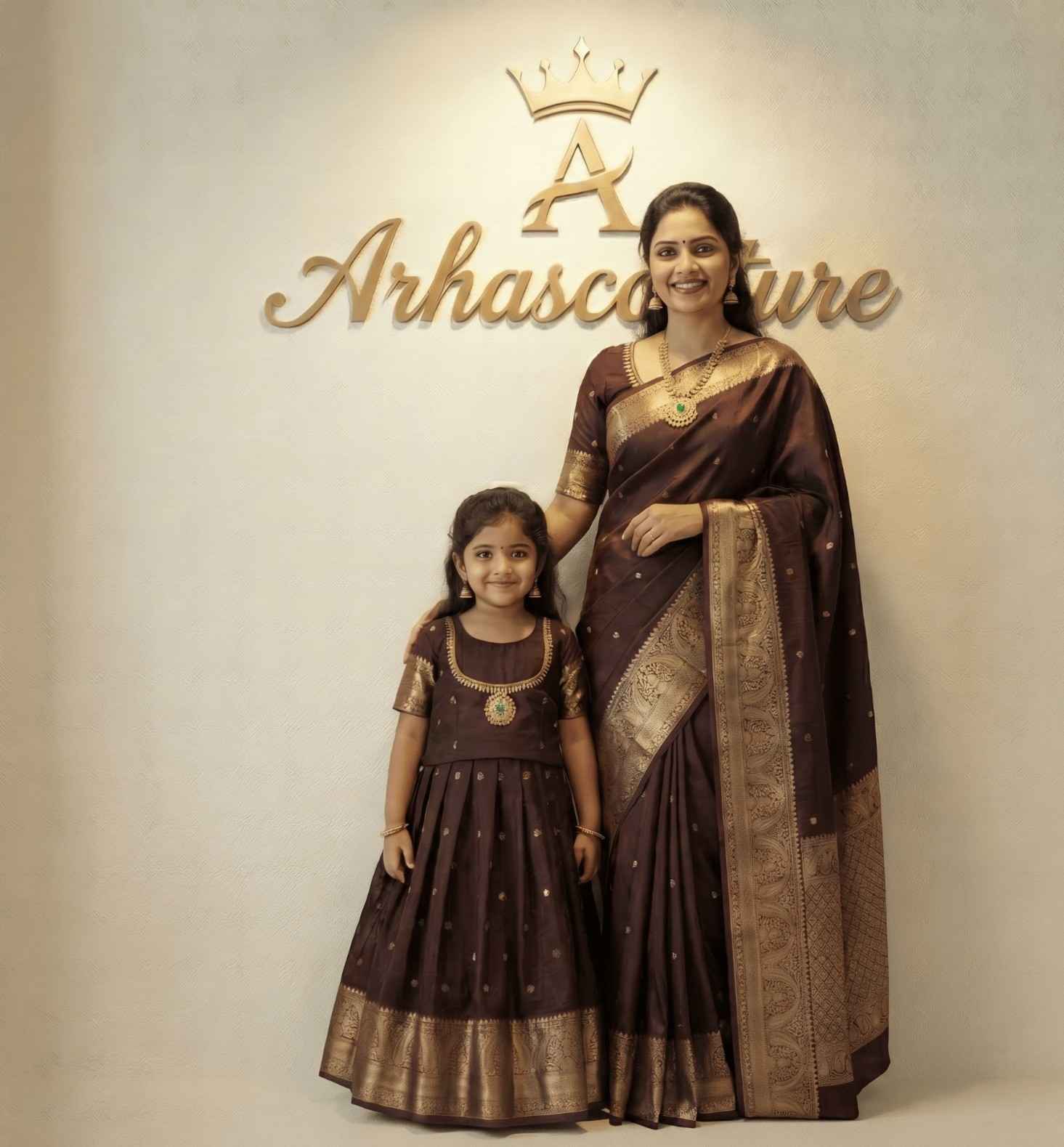 Semi Kanchi family outfit – kids and Mom – Arhas Couture