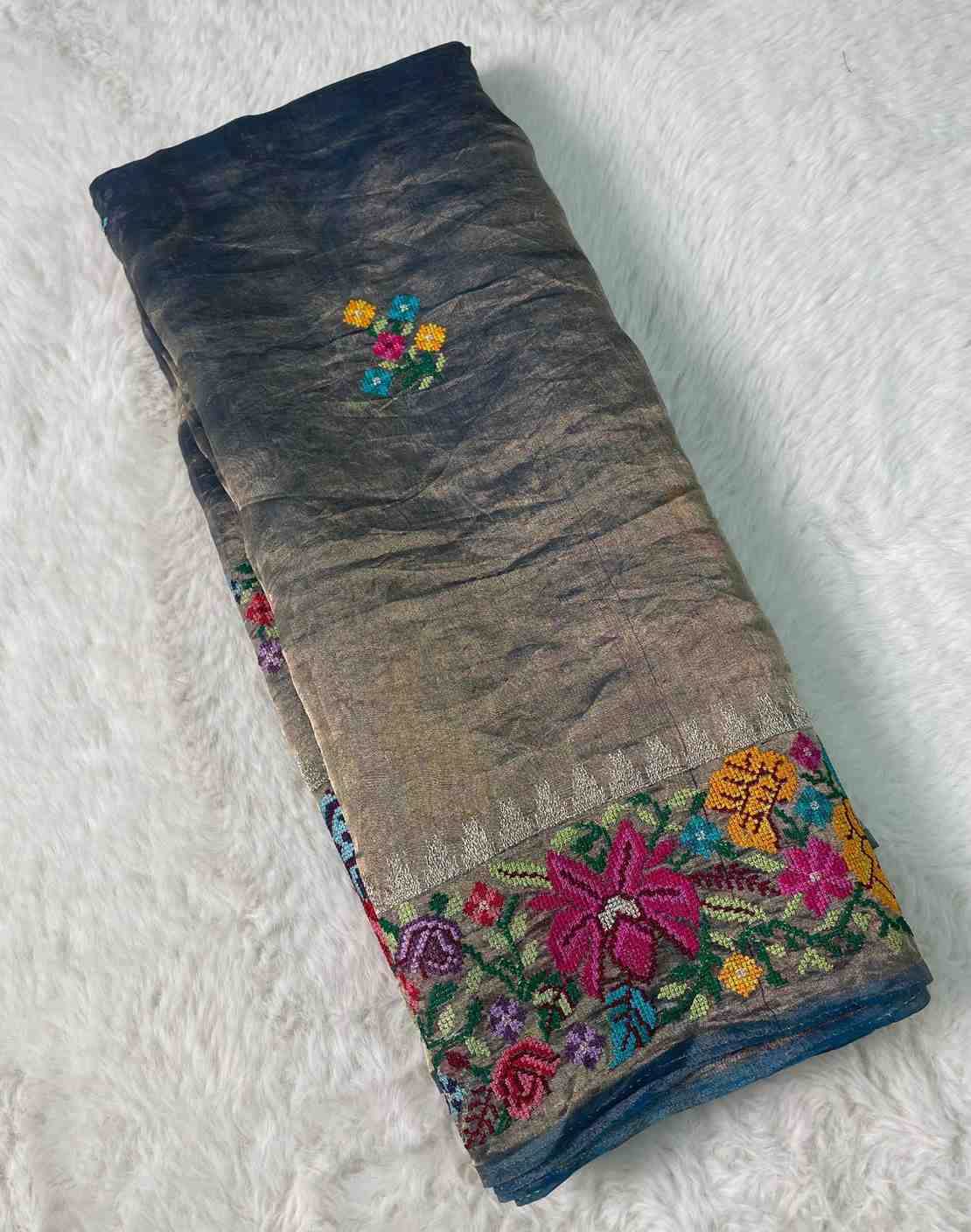 Fancy tissue embroidery saree – colour 3 – Arhas Couture