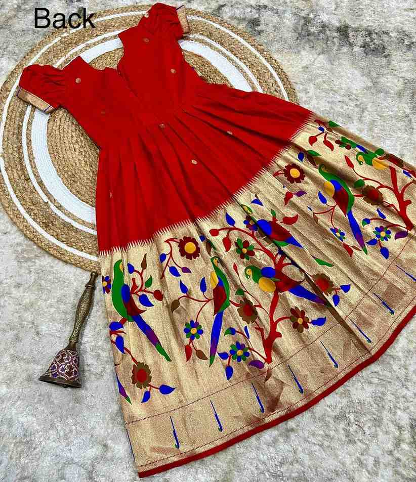 Kid's Soft Paithani Silk Gowns